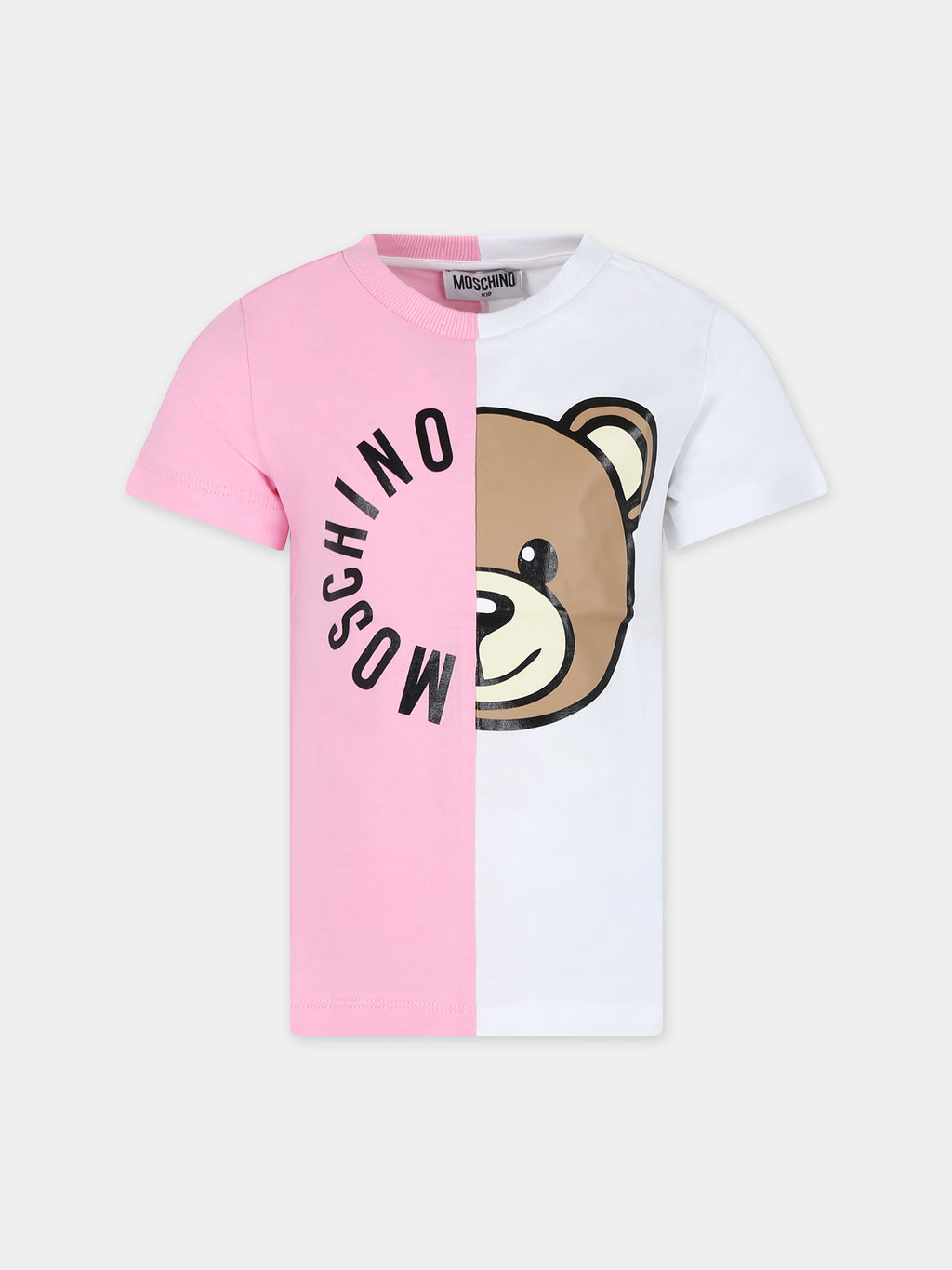 T-shirt rosa per bambina con Teddy Bear e logo